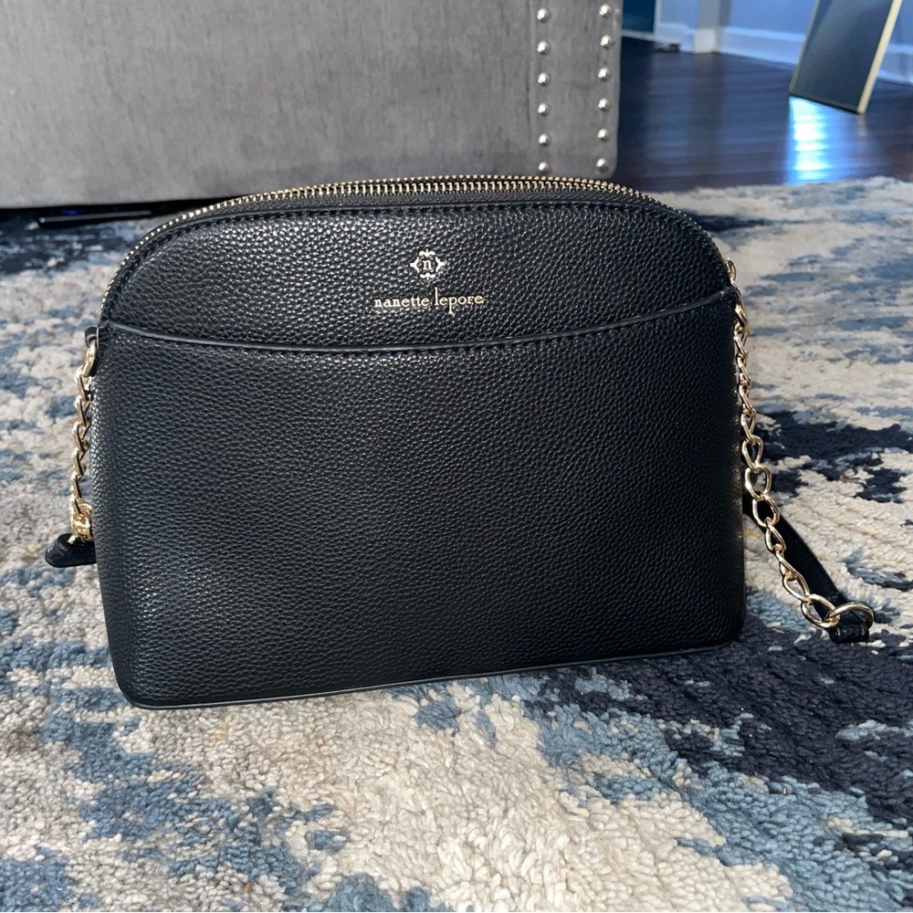 Nanette Lepore Black Crossbody with Gold Chain